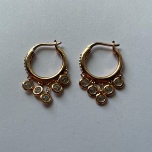 Small Rose gold hoop dangle earrings